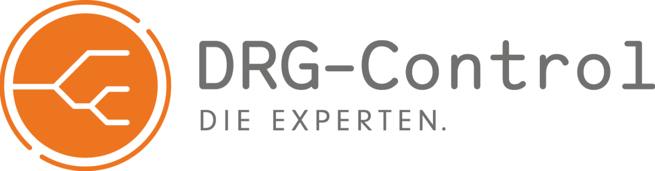 Das Logo der Firma DRG-Control mit dem Slogan "Die Experten".